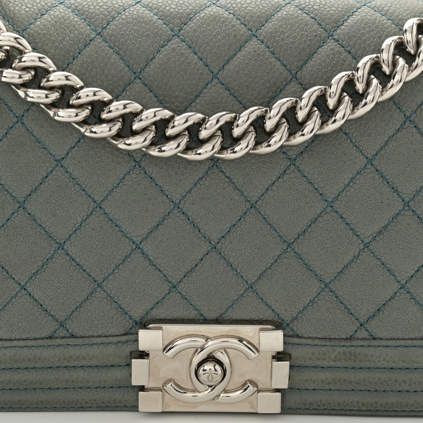 Caviar Quilted Medium Boy Flap Vert Fonce