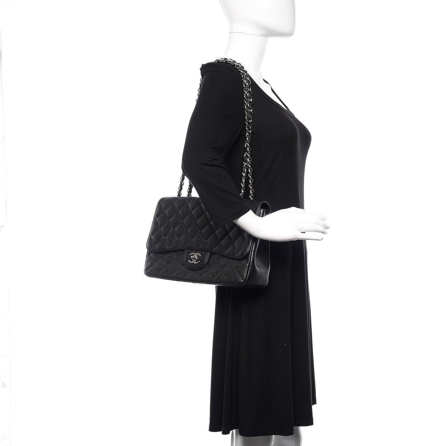 Chanel Caviar Quilted Jumbo Single Flap Black 2 of 13