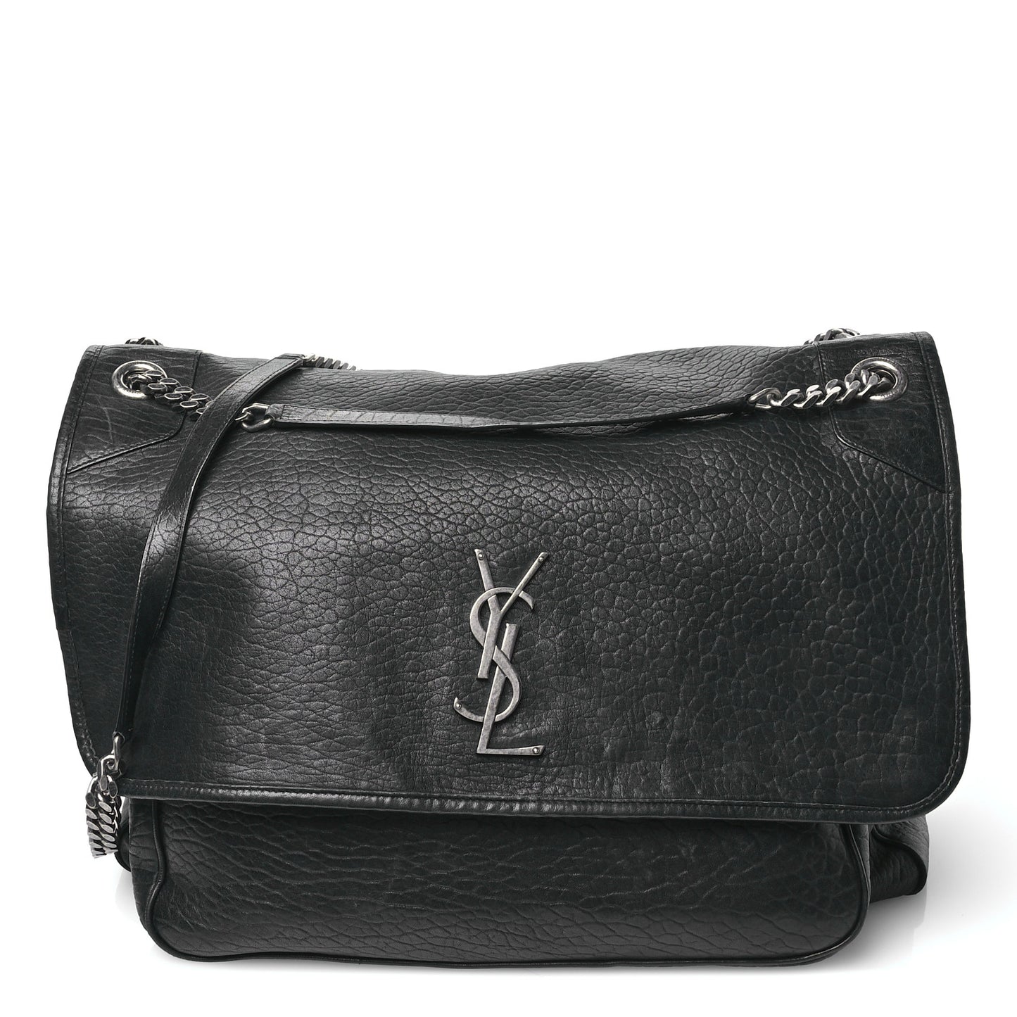 Grained Lambskin Monogram Oversized Niki Chain Satchel Black
