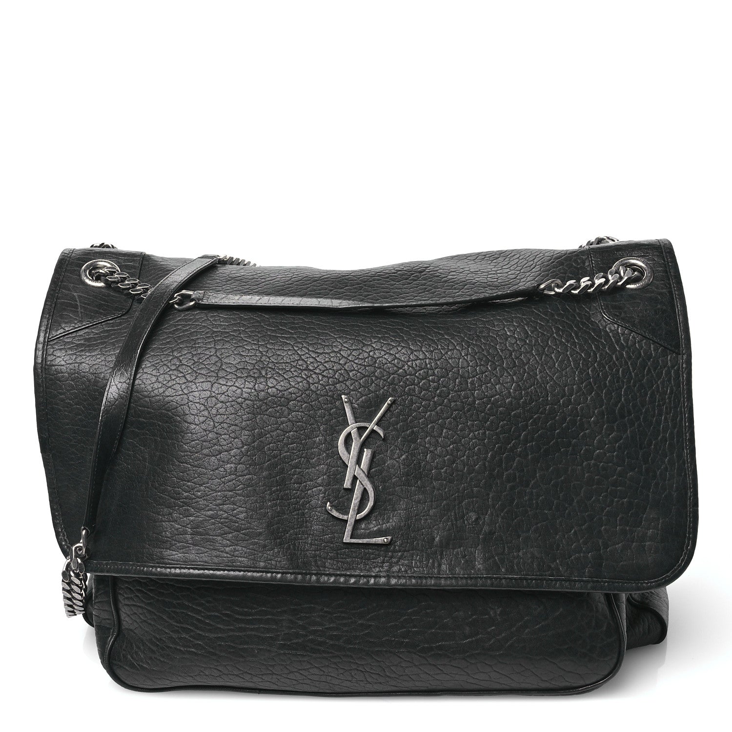Saint Laurent Grained Lambskin Monogram Oversized Niki Chain Satchel Black 1 of 12