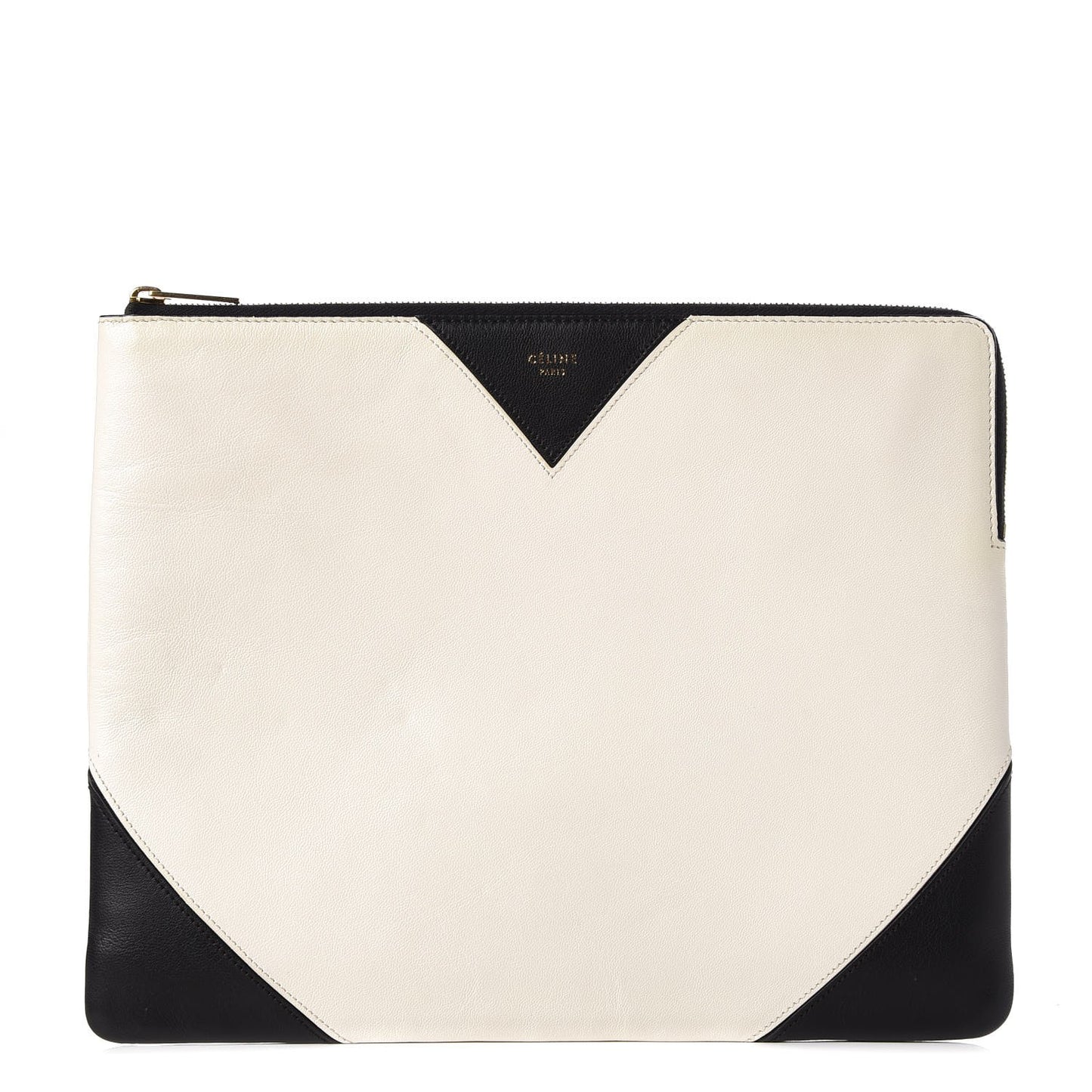 Lambskin Bi-Color Coeur iPad Clutch White Black