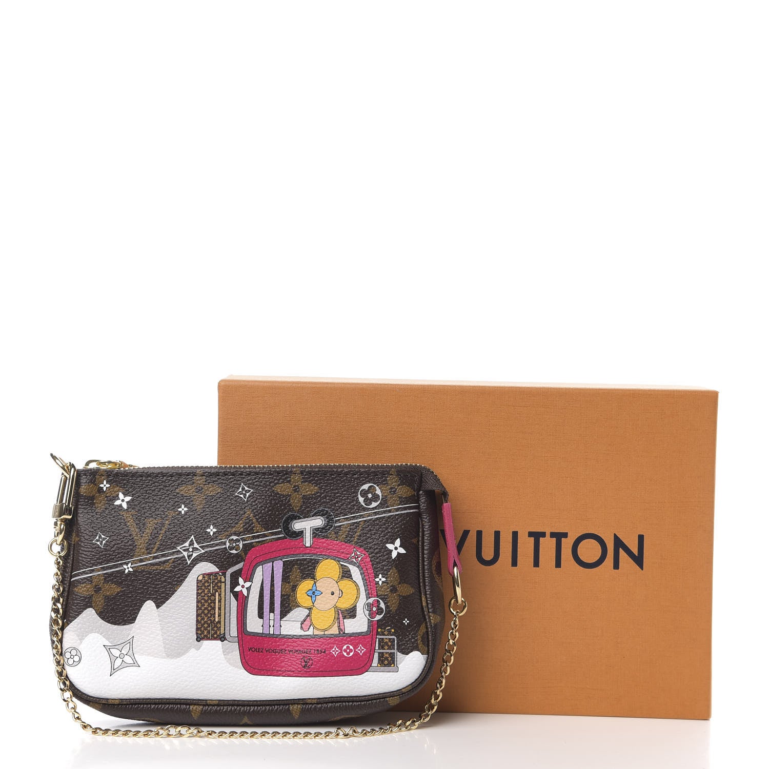 Louis Vuitton Monogram 2019 Christmas Animation Mini Courchevel Pochette Accessories Fuchsia 7 of 7