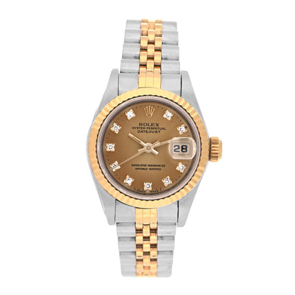 Rolex Stainless Steel 18K Yellow Gold Diamond 26mm Oyster Perpetual Datejust Watch Champagne 69173 1 of 3