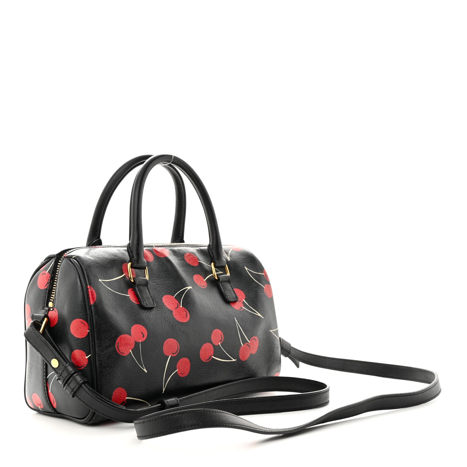 Saint Laurent Calfskin Cherry Print Classic Baby Duffle Black Red 3 of 16