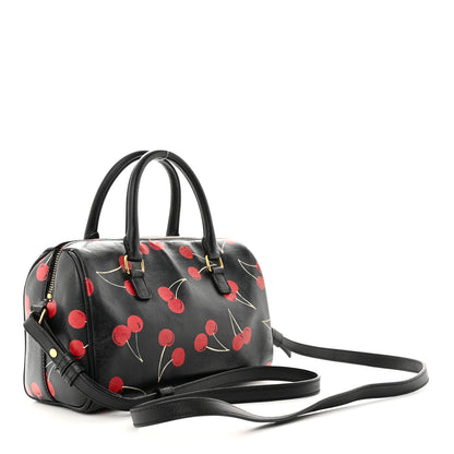 Saint Laurent Calfskin Cherry Print Classic Baby Duffle Black Red 3 of 16