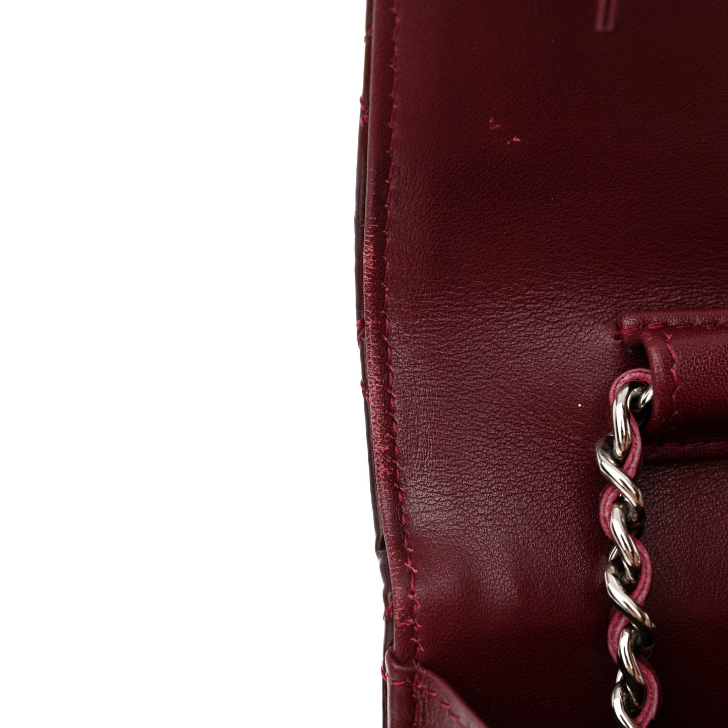 Patent Quilted Brilliant Wallet On Chain WOC Dark Burgundy
