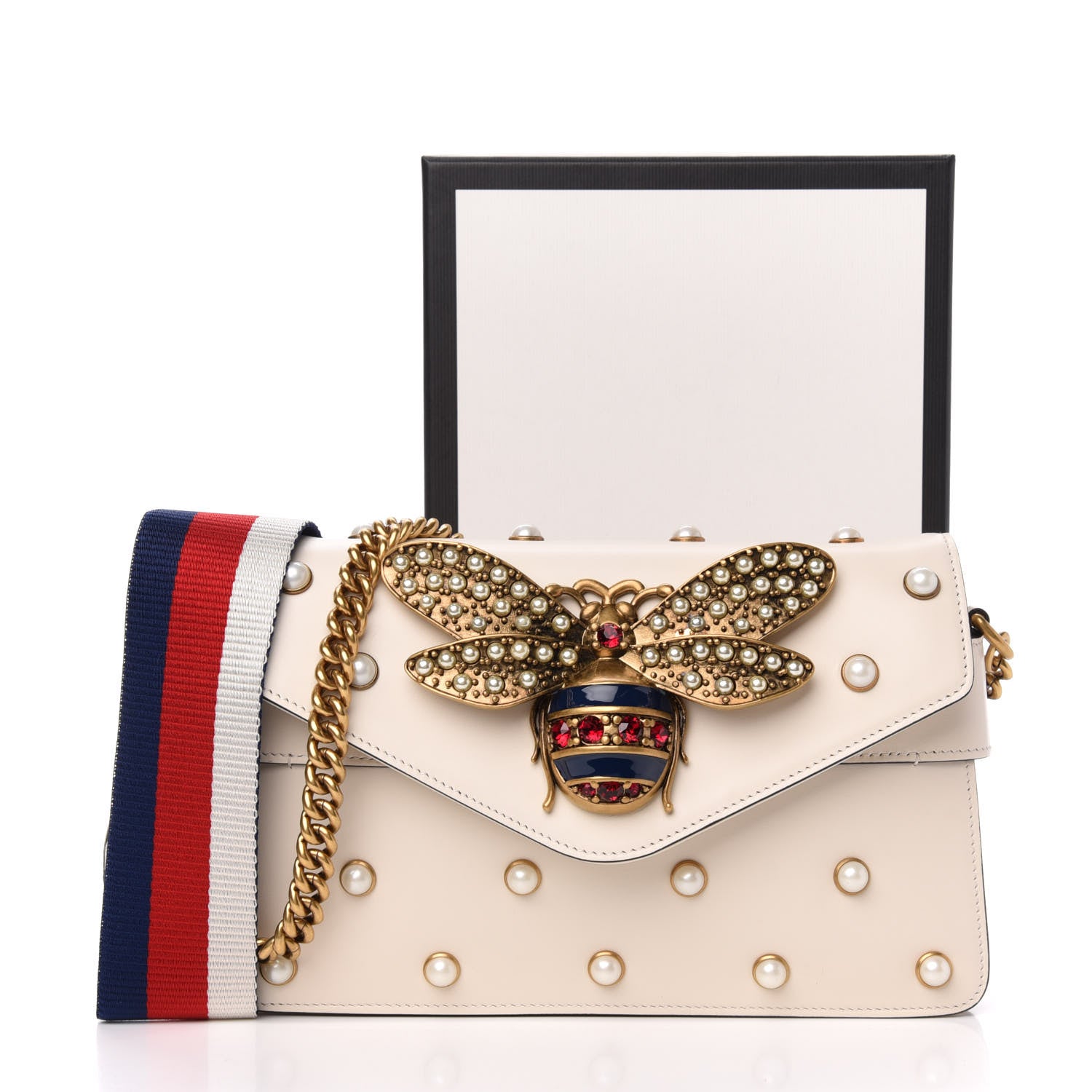 Gucci Nappa Pearl Studded Mini Queen Margaret Broadway Shoulder Bag Mystic White 13 of 13