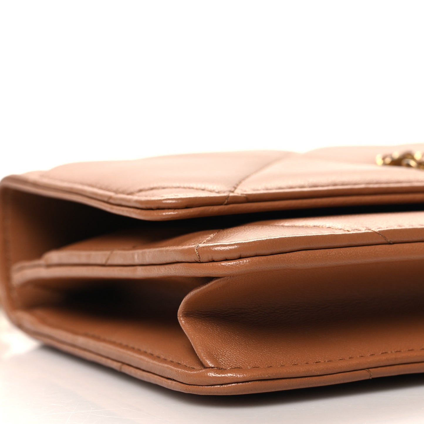 Lambskin Quilted Chanel 19 Wallet On Chain WOC Brown