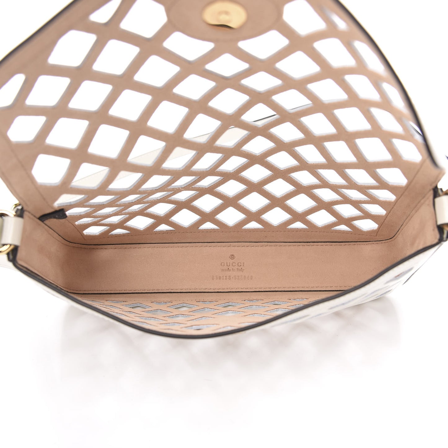 Canvas Flora Floral Calfskin Medium Cutout Shoulder Bag White Multicolor