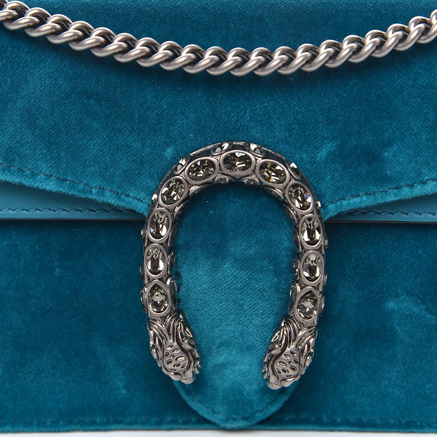 Velvet Super Mini Dionysus Shoulder Bag Pavone Cyan