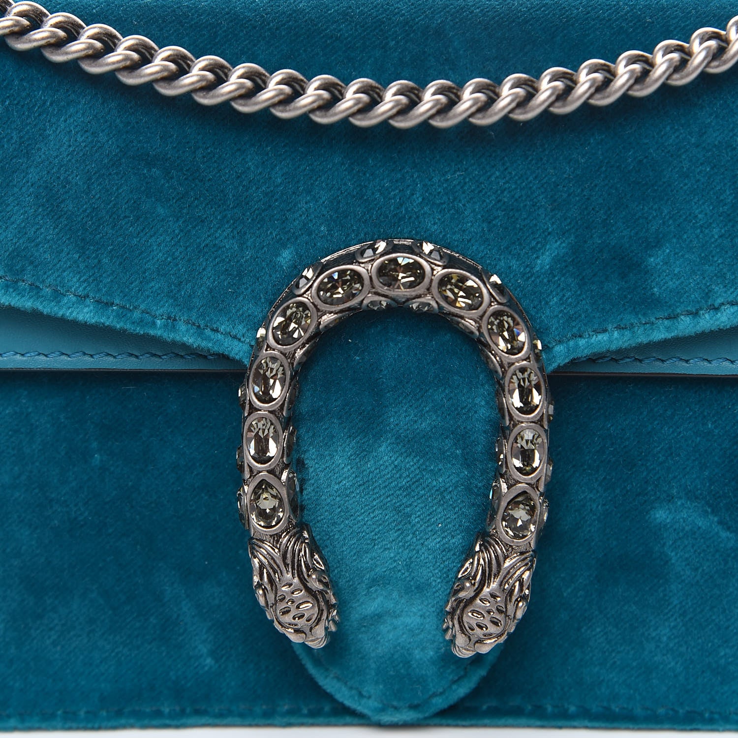 Gucci Velvet Super Mini Dionysus Shoulder Bag Pavone Cyan 9 of 9