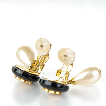 Chanel Pearl CC Drop Clip On Earrings Black Gold 4 of 5