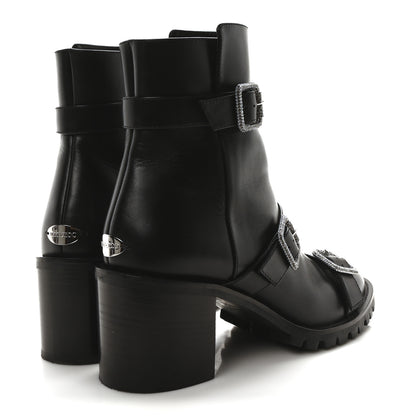 Jimmy Choo Calfskin Crystal Buckle Hank Boots 38 Black 5 of 8