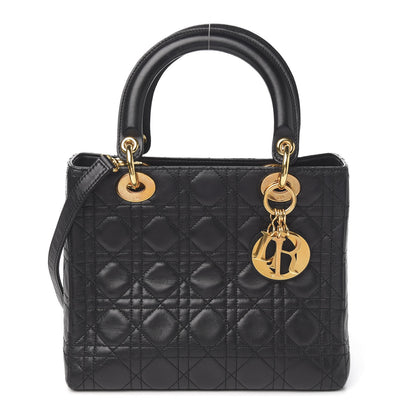 Christian Dior Lambskin Cannage Medium Lady Dior Black 1 of 9