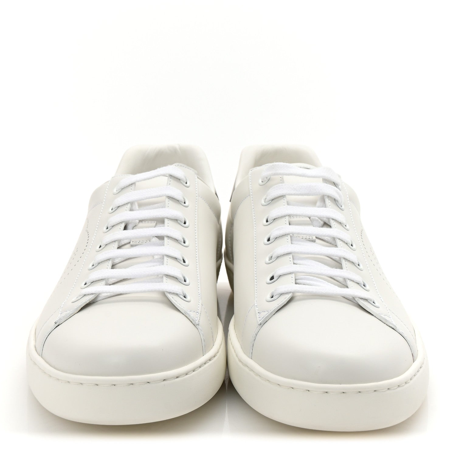 Gucci Calfskin Interlocking G Perforated Mens Ace Sneakers 12 White Grey Sky 3 of 10