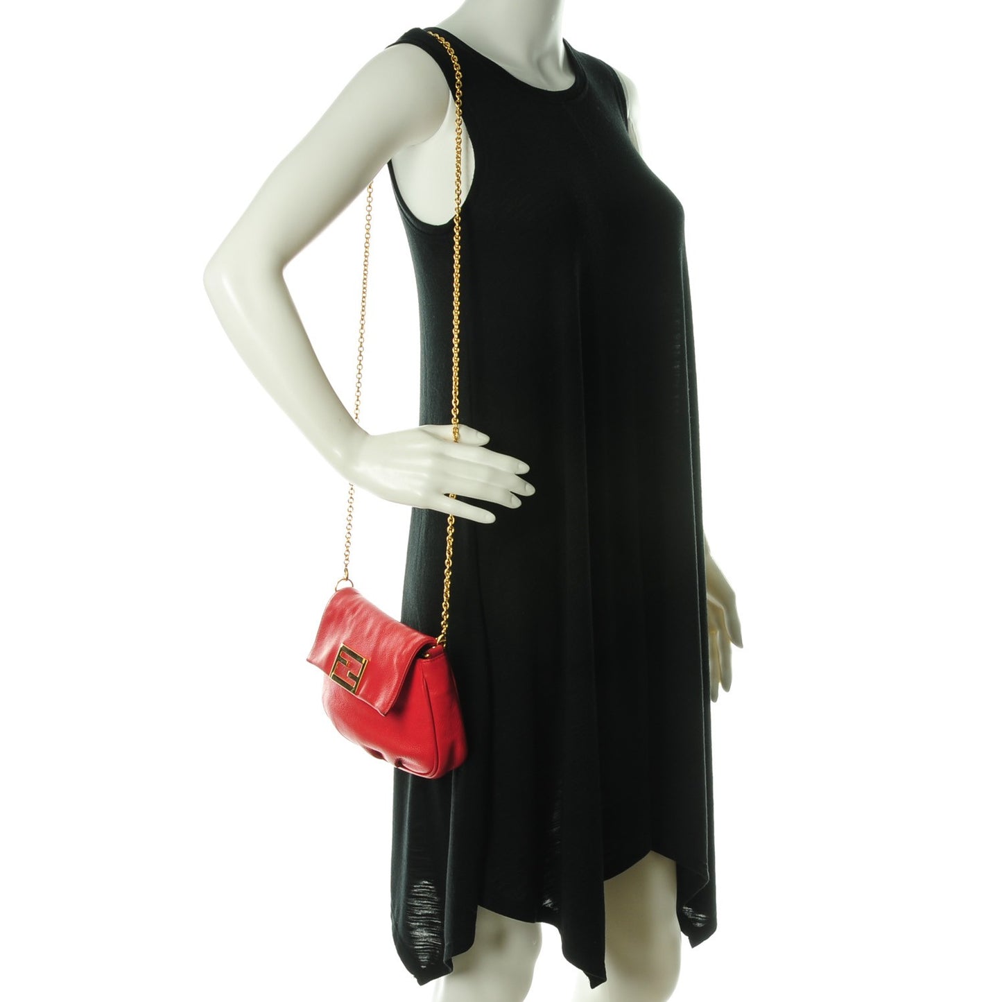 Vitello Flamingo Fendista Pouchette Crossbody Red