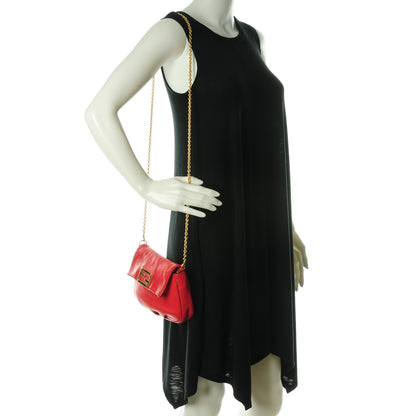 Fendi Vitello Flamingo Fendista Pouchette Crossbody Red 2 of 7