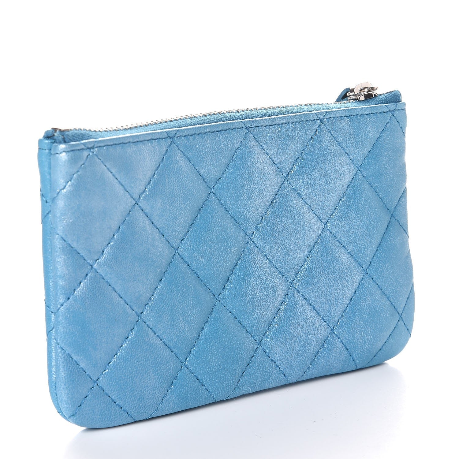 Chanel Metallic Lambskin Small Cosmetic Case Turquoise 3 of 7
