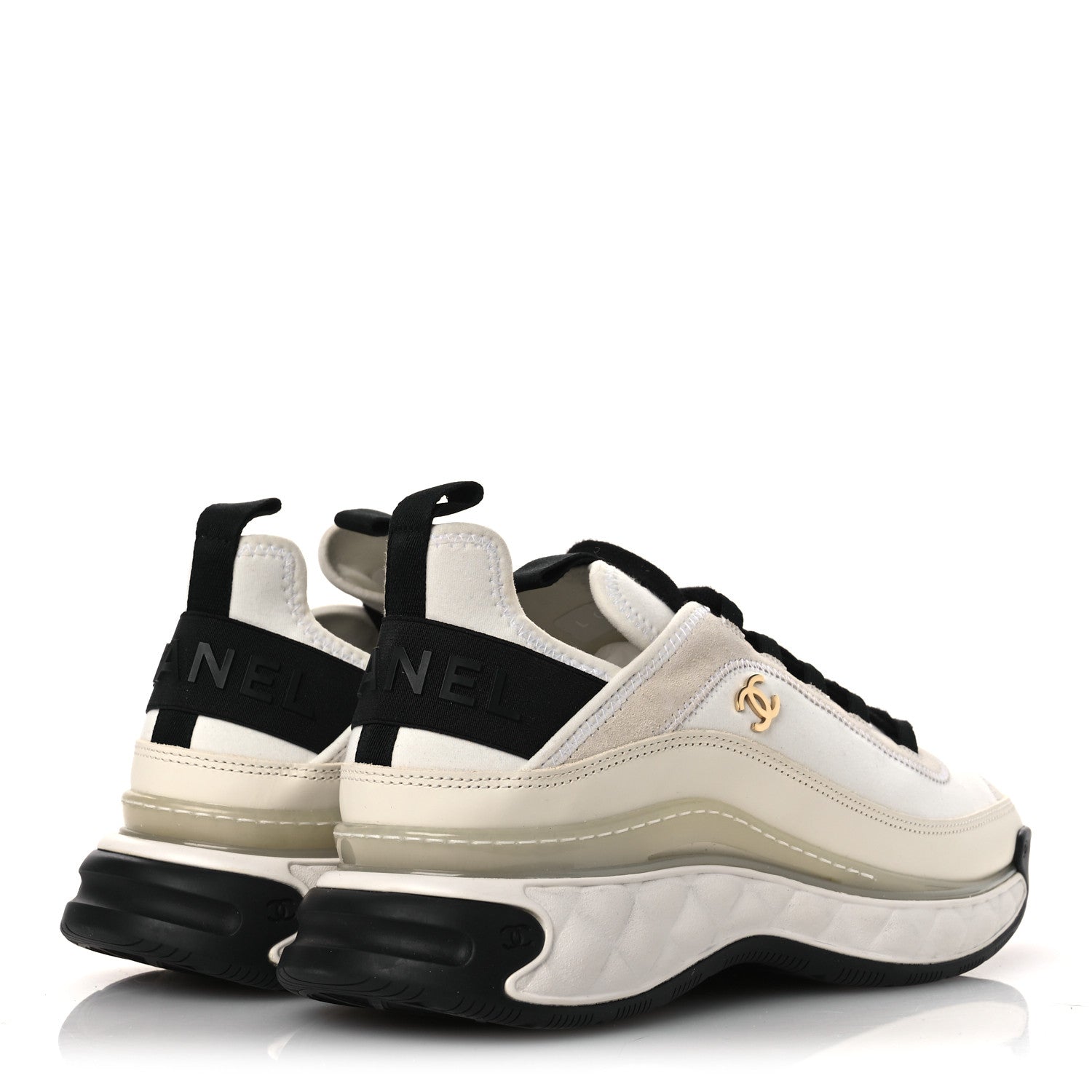 Chanel Velvet Calfskin Mixed Fibers CC Sneakers 40.5 Ivory Black 5 of 11