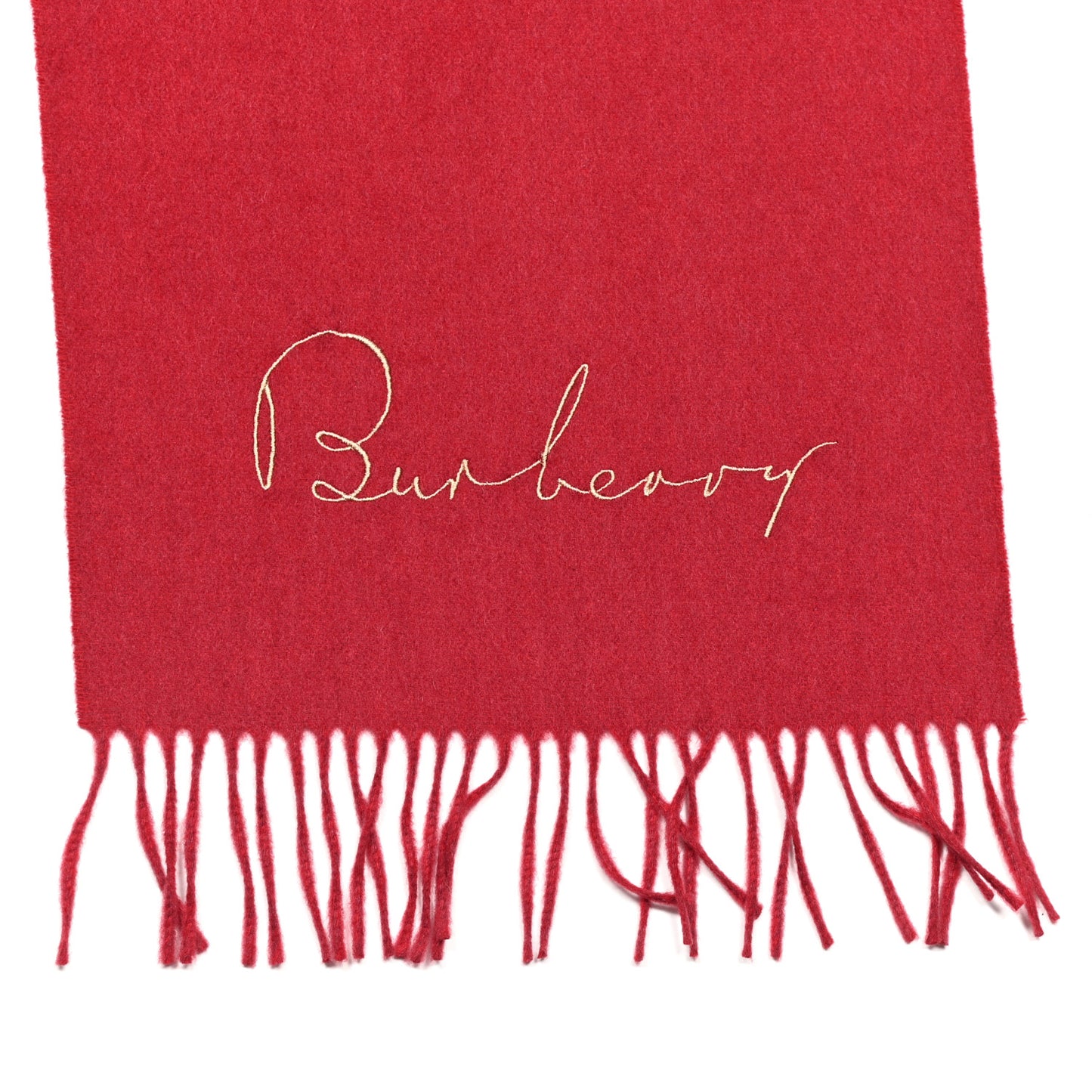 Cashmere Embroidered Fringe Scarf Red