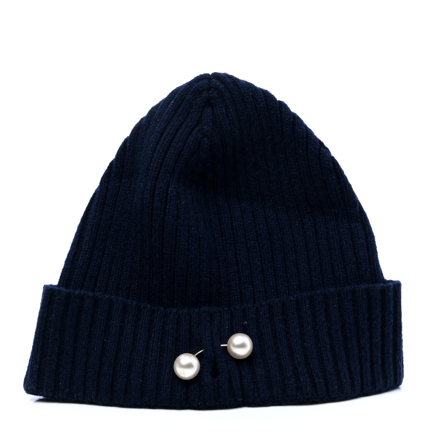 Cashmere Pearl Beanie Hat L Navy