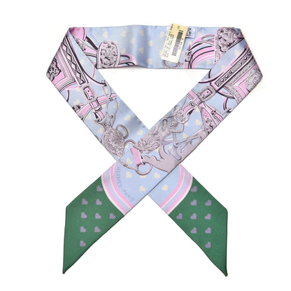 Hermes Silk Brides De Gala Love Twilly Bleu Ciel Parme Vert 1 of 5