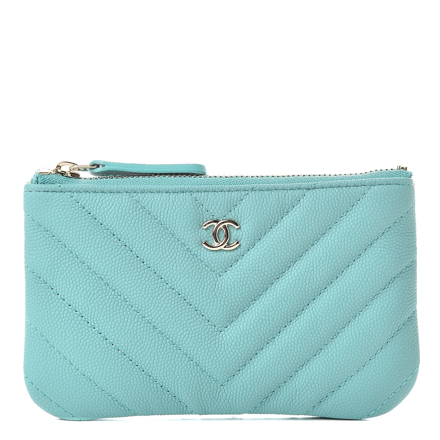 Chanel Iridescent Caviar Chevron Quilted Small Cosmetic Case Green 1 of 8