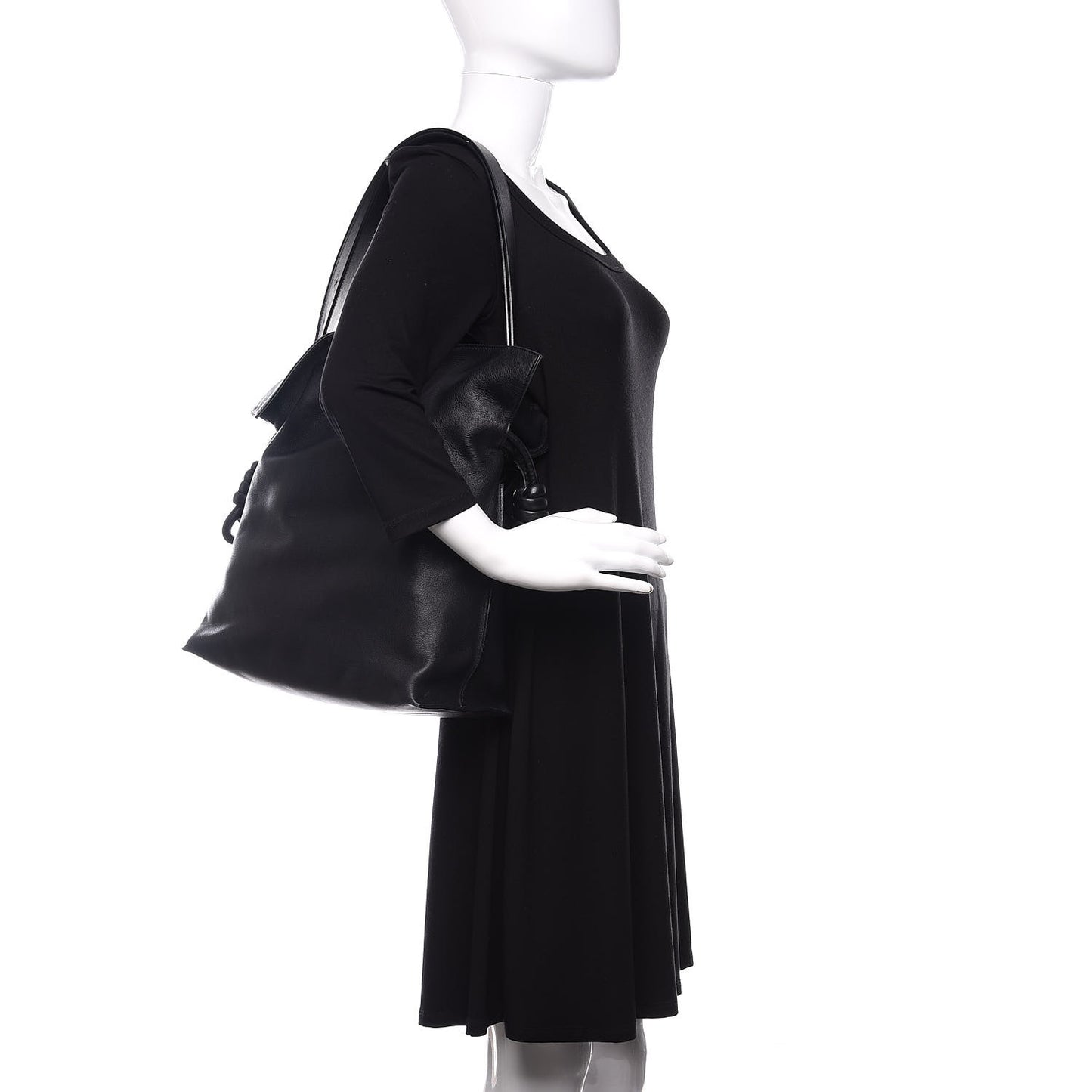Calfskin Flamenco Knot Bag Black