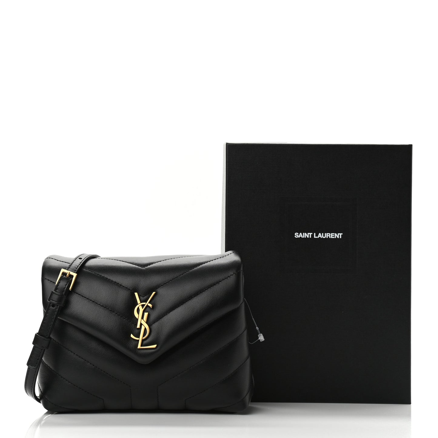 Calfskin Y Quilted Monogram Toy Loulou Crossbody Bag Black