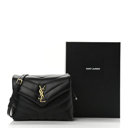 Saint Laurent Calfskin Y Quilted Monogram Toy Loulou Crossbody Bag Black 11 of 11