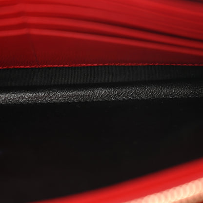 Saint Laurent Grain De Poudre Matelasse Chevron Monogram Chain Wallet Red 6 of 14