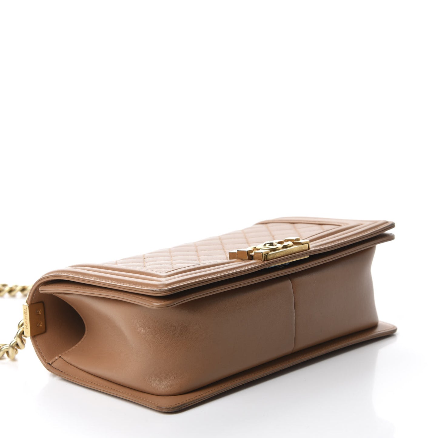 Lambskin Quilted Medium Boy Flap Beige