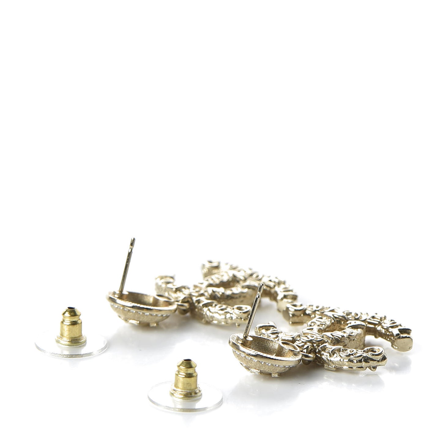 Crystal CC Drop Logo Earrings Gold