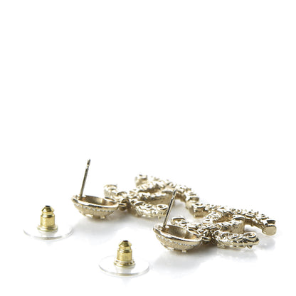 Chanel Crystal CC Drop Logo Earrings Gold 3 of 5