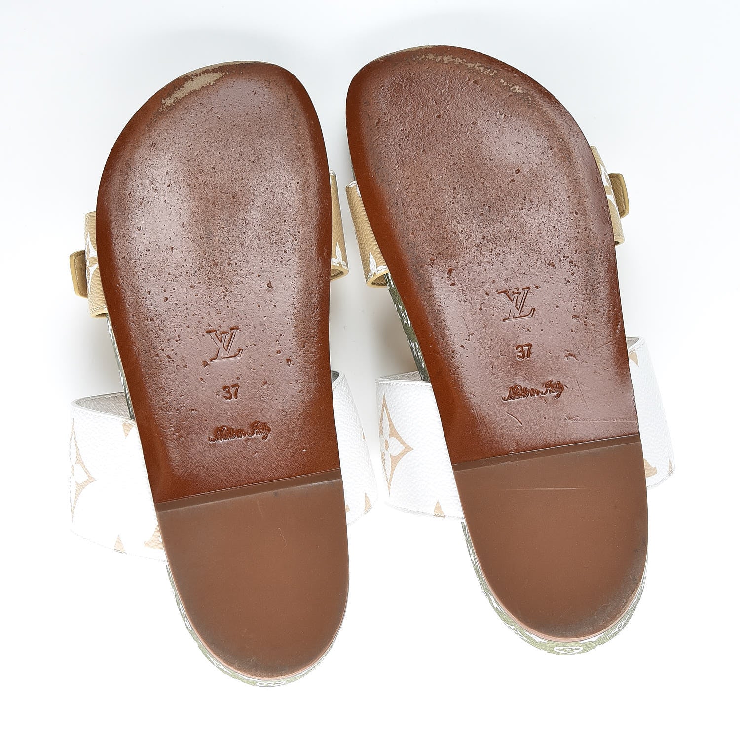 Louis Vuitton Monogram Giant Bom Dia Flat Mule Sandals 37 White Moka 5 of 12