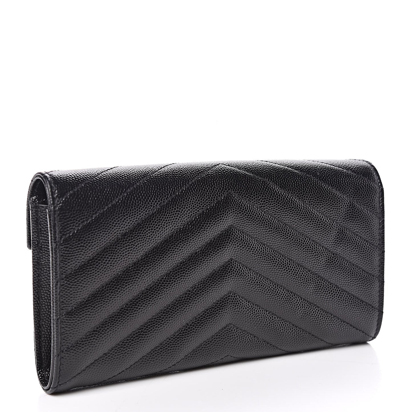 Grain De Poudre Matelasse Chevron Monogram Flap Wallet Black