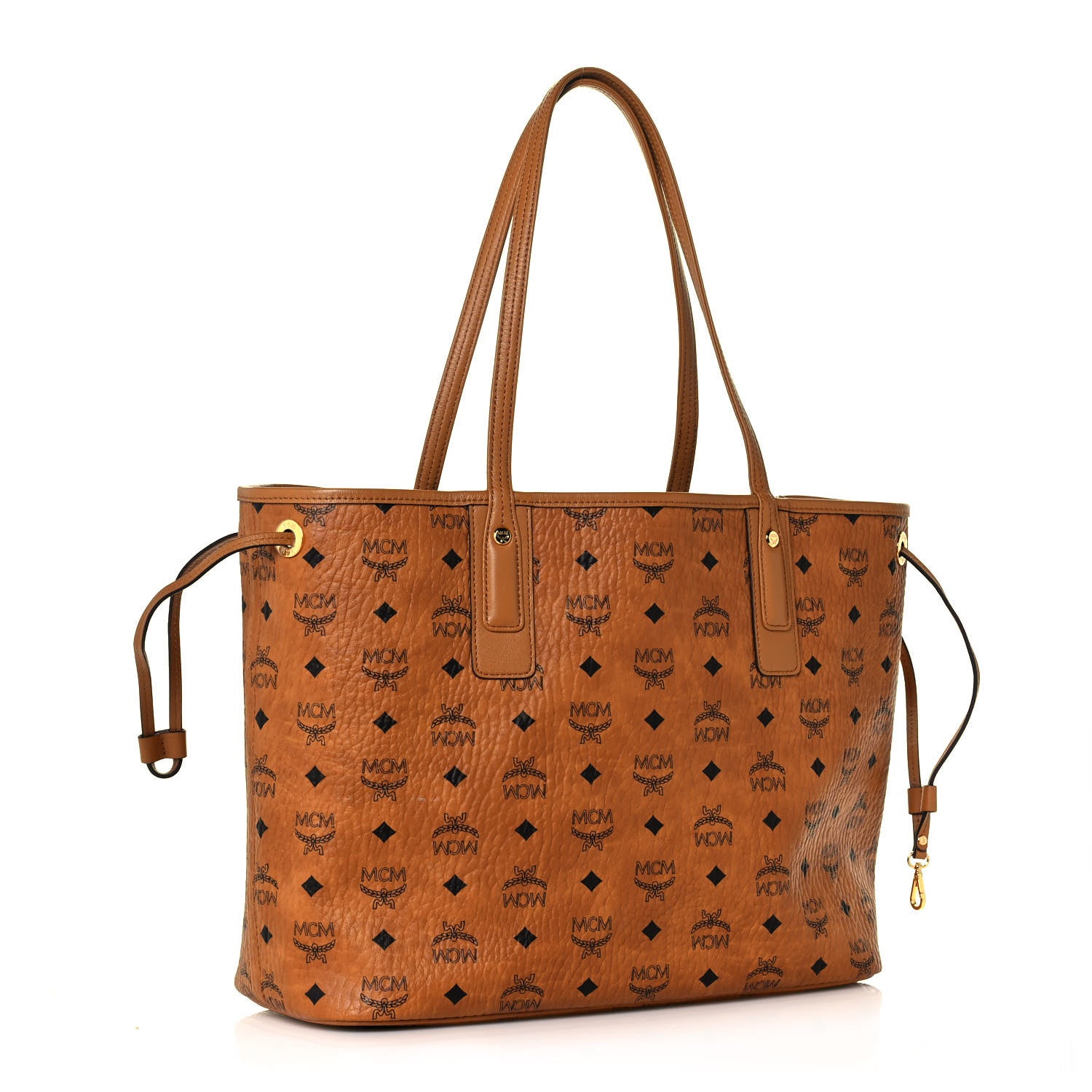 MCM Visetos Medium Liz Reversible Shopper Tote Cognac 4 of 20