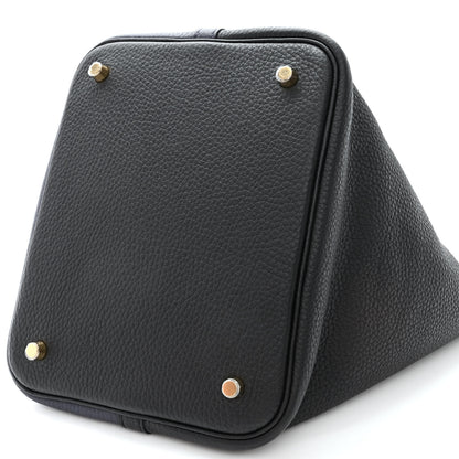 Hermes Taurillon Clemence Casaque Picotin Lock 22 MM Bleu Nuit Black Blue Frida 10 of 11