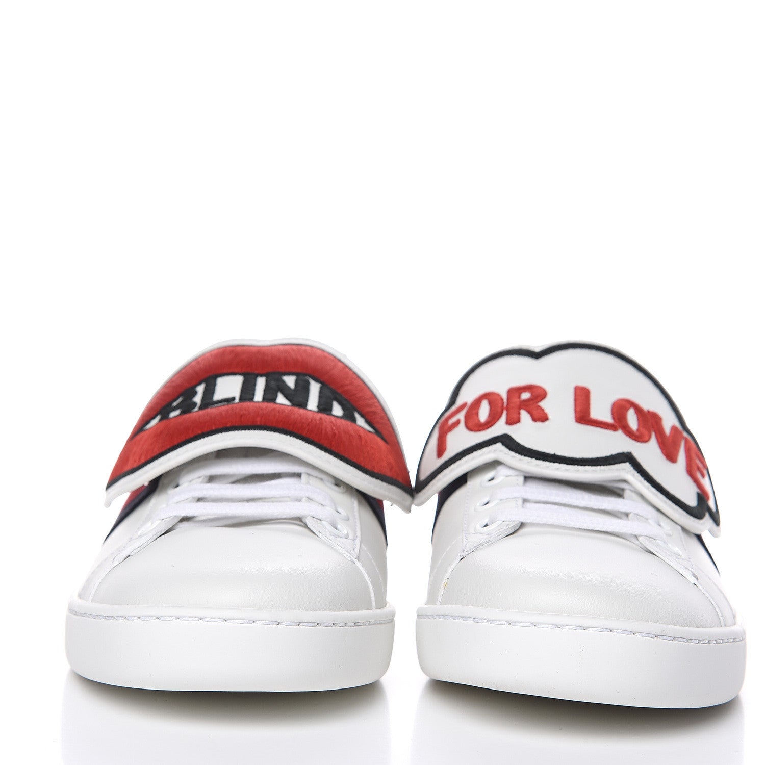 Gucci Calfskin Ayers Web Blind for Love Embroidered Womens Ace Sneakers 36.5 White 2 of 9
