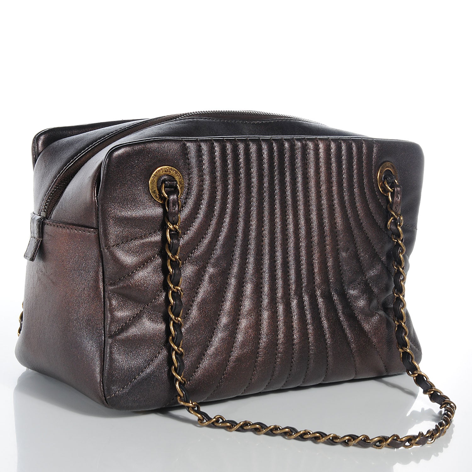 Chanel Metallic Lambskin Paris Shanghai Quilted Tote Khaki 3 of 7