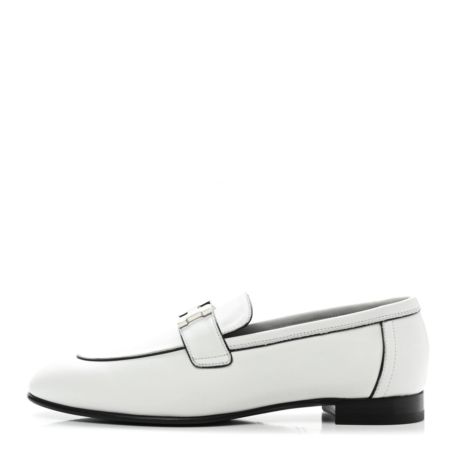 Hermes Calfskin Womens Paris Loafers 38 White 1 of 9