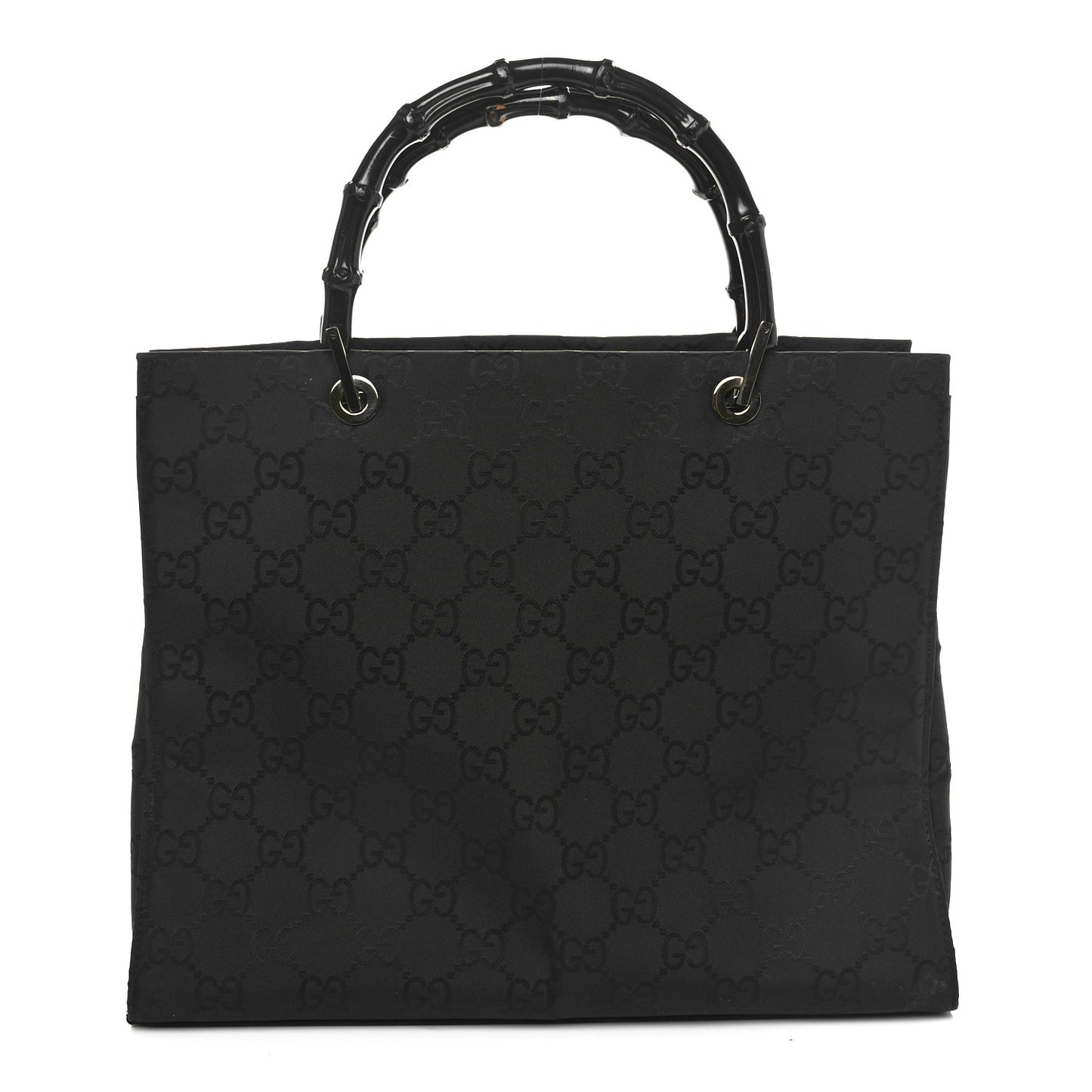 Nylon Monogram Bamboo Handle Bag Black