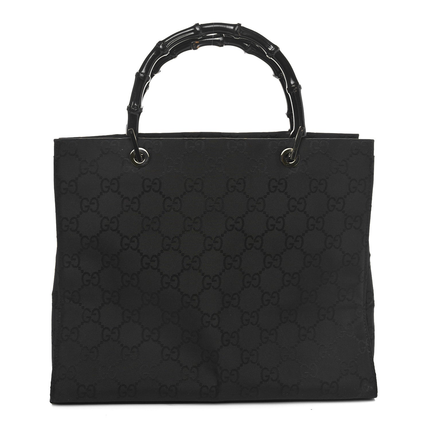 Gucci Nylon Monogram Bamboo Handle Bag Black 1 of 11
