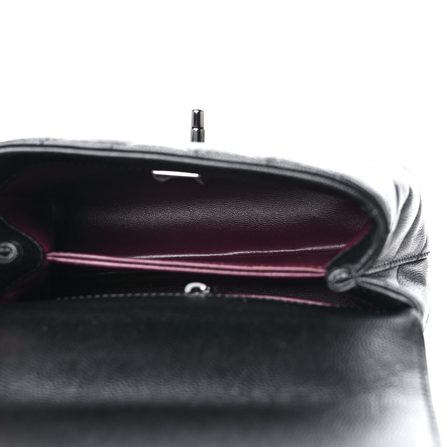 Caviar Chevron Quilted Extra Mini Coco Handle Flap So Black
