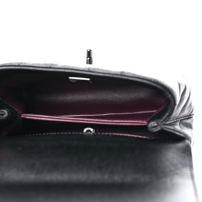 Chanel Caviar Chevron Quilted Extra Mini Coco Handle Flap So Black 4 of 9