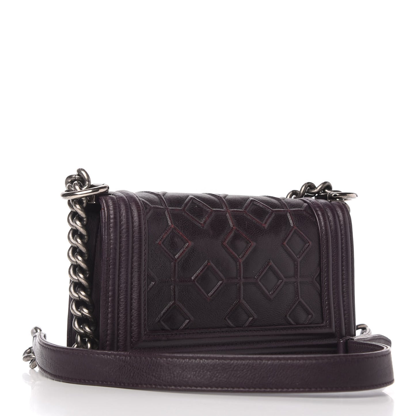 Calfskin Embossed Small Boy Flap Plum