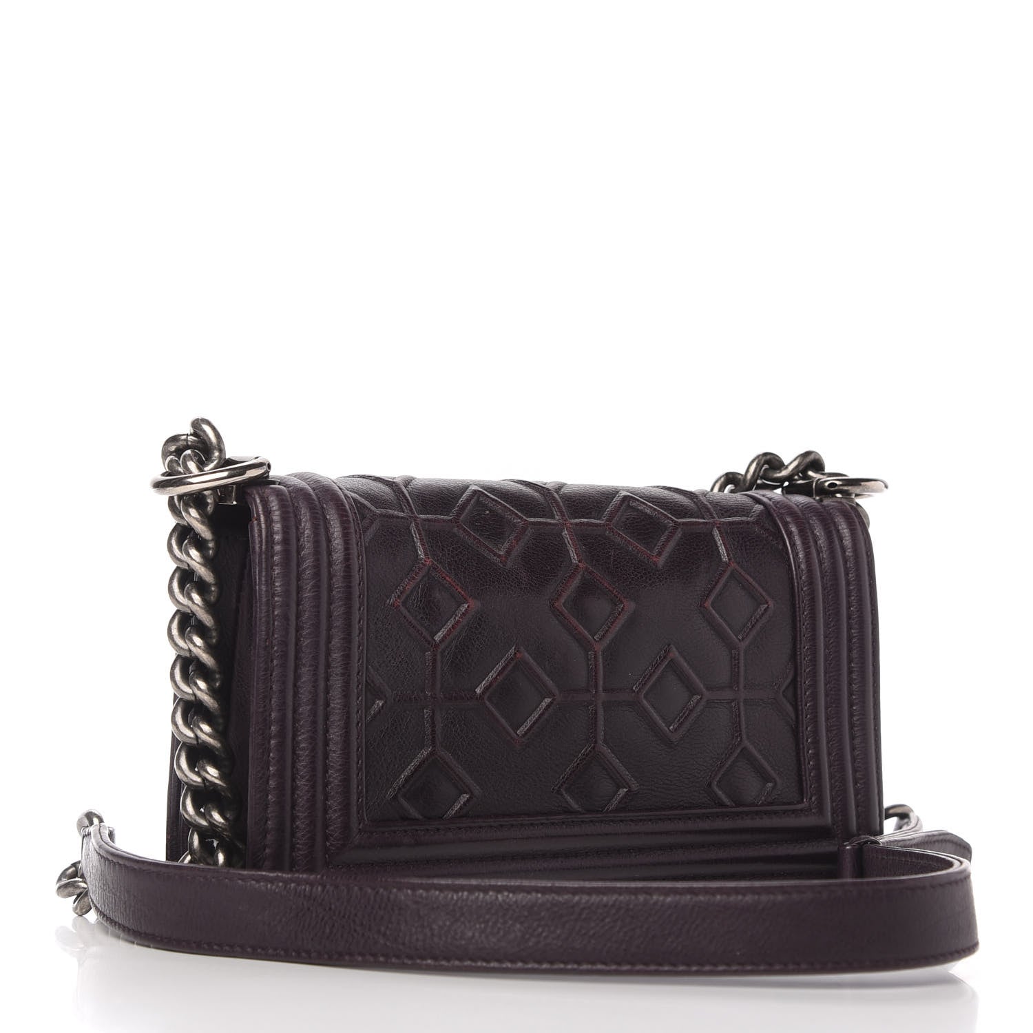 Chanel Calfskin Embossed Small Boy Flap Plum 3 of 10