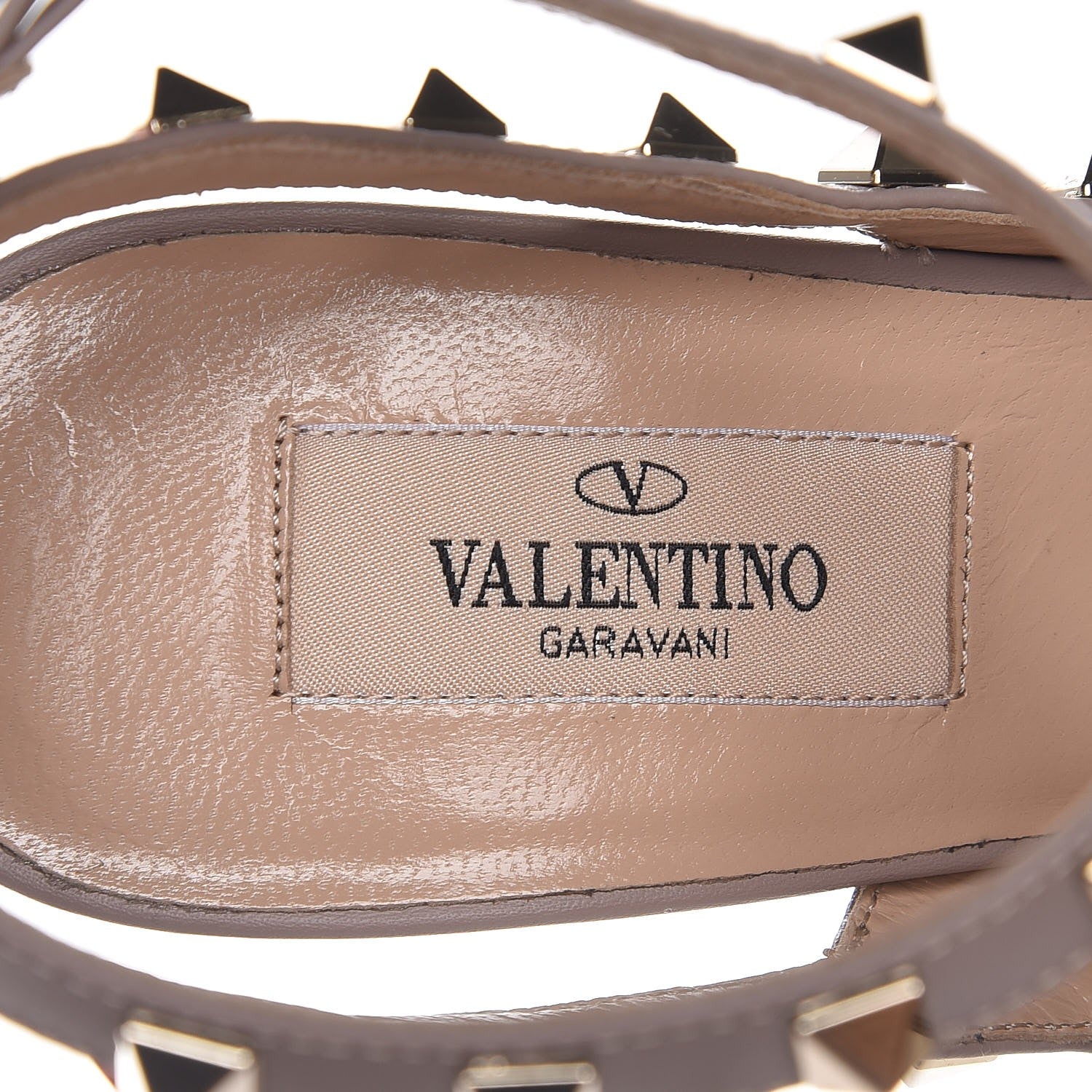 Valentino Garavani Metallic Pebbled Calfskin Rockstud Ankle Strap 100mm Pumps 39 Sasso Poudre 7 of 9