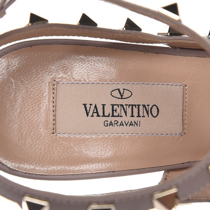 Valentino Garavani Metallic Pebbled Calfskin Rockstud Ankle Strap 100mm Pumps 39 Sasso Poudre 7 of 9