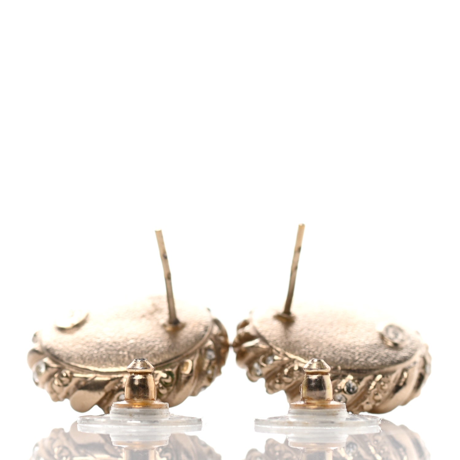 Chanel Pearl Crystal Twisted CC Round Earrings Gold 3 of 4